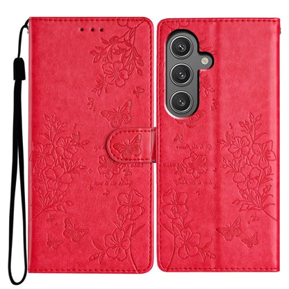 For Samsung Galaxy S24+ Case Butterfly Floral Imprint Leather Phone Cover with Wallet