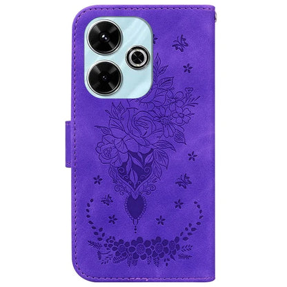 For Xiaomi Redmi 13 5G / 13 4G / Poco M6 4G Case Butterfly Rose Flower Leather+TPU Protective Phone Cover