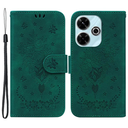 For Xiaomi Redmi 13 5G / 13 4G / Poco M6 4G Case Butterfly Rose Flower Leather+TPU Protective Phone Cover