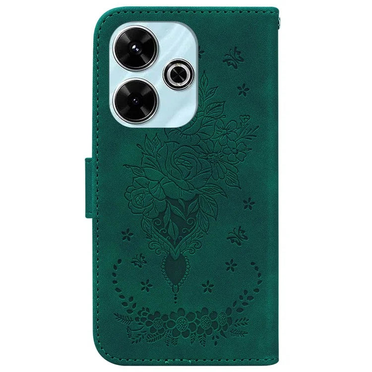 For Xiaomi Redmi 13 5G / 13 4G / Poco M6 4G Case Butterfly Rose Flower Leather+TPU Protective Phone Cover
