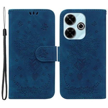 For Xiaomi Redmi 13 5G / 13 4G / Poco M6 4G Case Butterfly Rose Flower Leather+TPU Protective Phone Cover