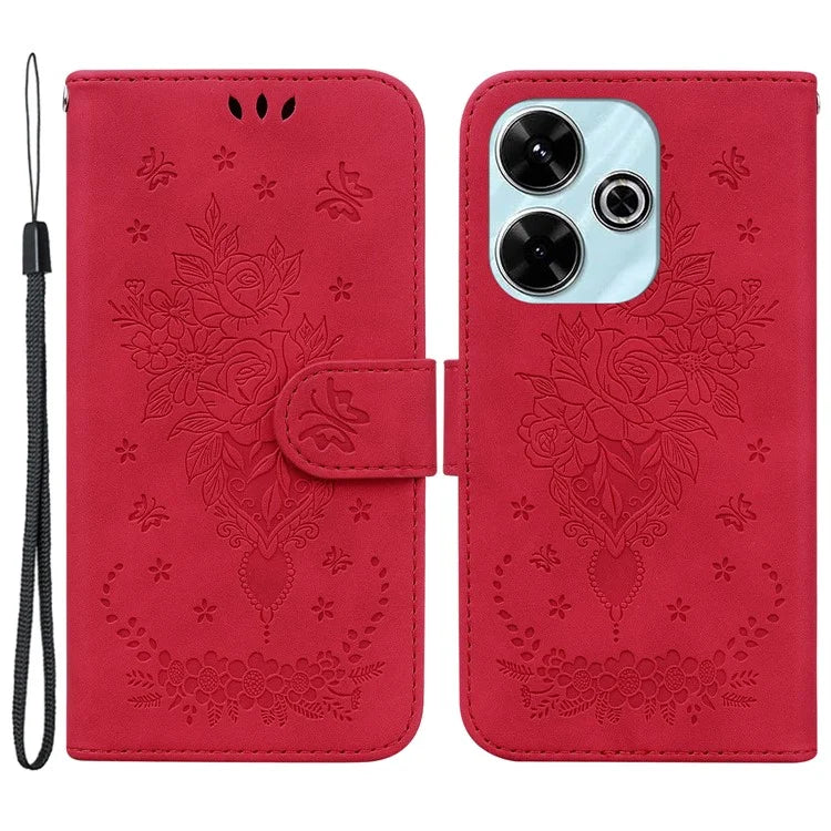 For Xiaomi Redmi 13 5G / 13 4G / Poco M6 4G Case Butterfly Rose Flower Leather+TPU Protective Phone Cover