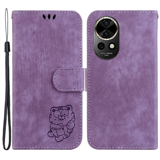 For Huawei nova 12 5G Stand Case Cute Tiger Imprint Leather Wallet Phone Cover