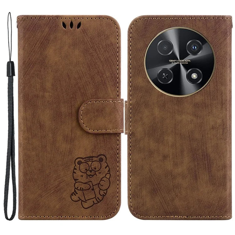 For Huawei nova 12i 4G Leather Wallet Case Cute Tiger Imprint Phone Cover