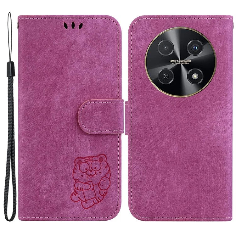 For Huawei nova 12i 4G Leather Wallet Case Cute Tiger Imprint Phone Cover