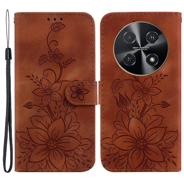 For Huawei nova 12i 4G Wallet Case PU Leather Phone Cover Flower Imprinted