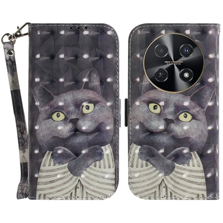 For Huawei nova 12i 4G Shockproof Case 3D Pattern Print Leather Wallet Phone Cover