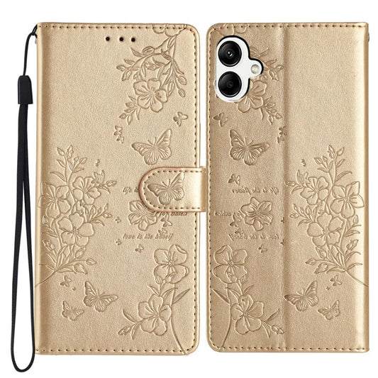 For Samsung Galaxy A05 4G Wallet Phone Case Butterfly Floral Imprint Leather Flip Cover