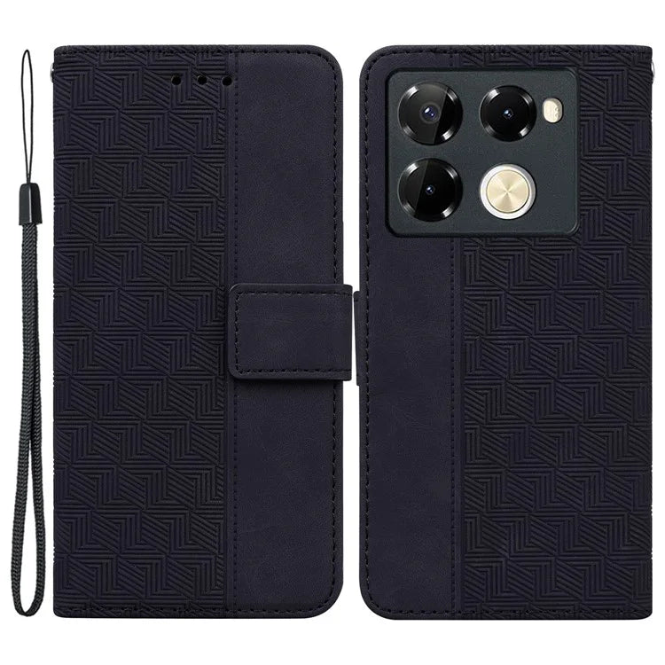 For Infinix Note 40 Pro+ / Infinix Note 40 Pro 5G Case Geometry Pattern Leather Wallet Flip Phone Cover