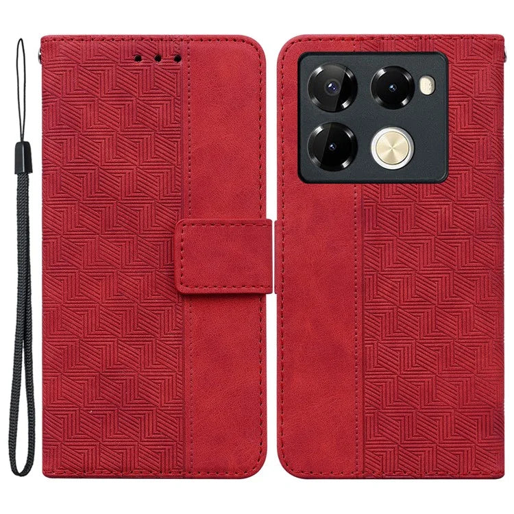 For Infinix Note 40 Pro+ / Infinix Note 40 Pro 5G Case Geometry Pattern Leather Wallet Flip Phone Cover