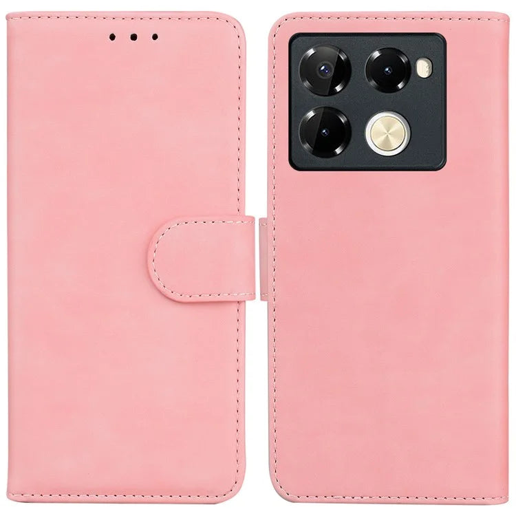 For Infinix Note 40 Pro 5G / Note 40 Pro+ Phone Case Solid Color Leather Wallet Anti-Fall Cover