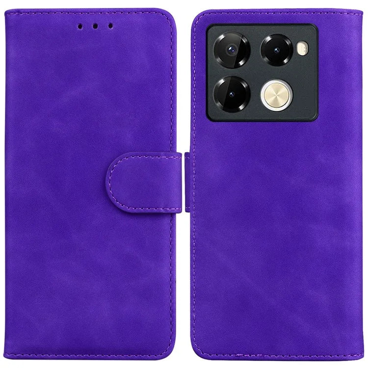 For Infinix Note 40 Pro 5G / Note 40 Pro+ Phone Case Solid Color Leather Wallet Anti-Fall Cover