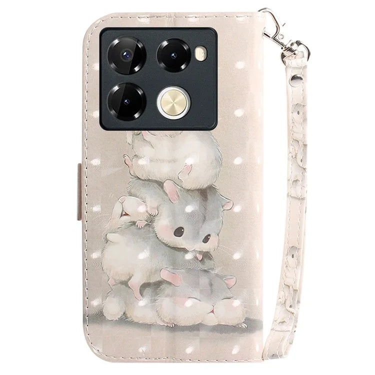 For Infinix Note 40 Pro+ / Note 40 Pro 5G Case 3D Pattern Print Leather Wallet Phone Cover