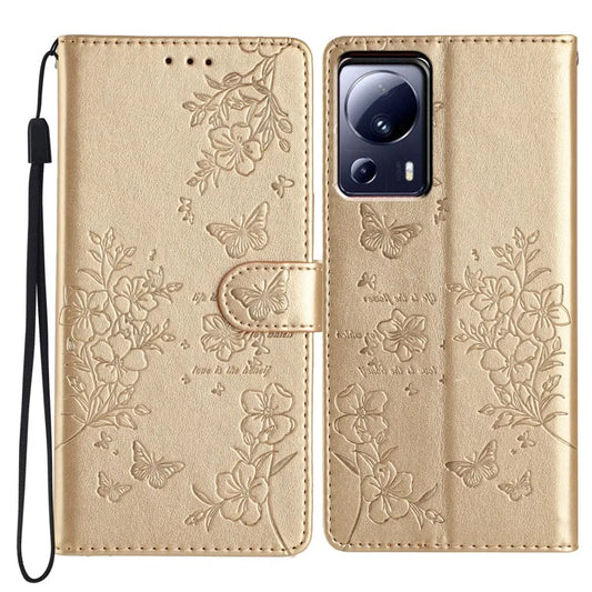 For Xiaomi 13 Lite / Civi 2 5G Phone Case Butterfly Floral Imprint Leather Wallet Cover