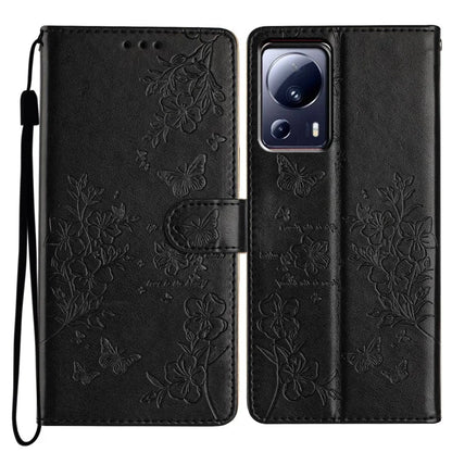 For Xiaomi 13 Lite / Civi 2 5G Phone Case Butterfly Floral Imprint Leather Wallet Cover