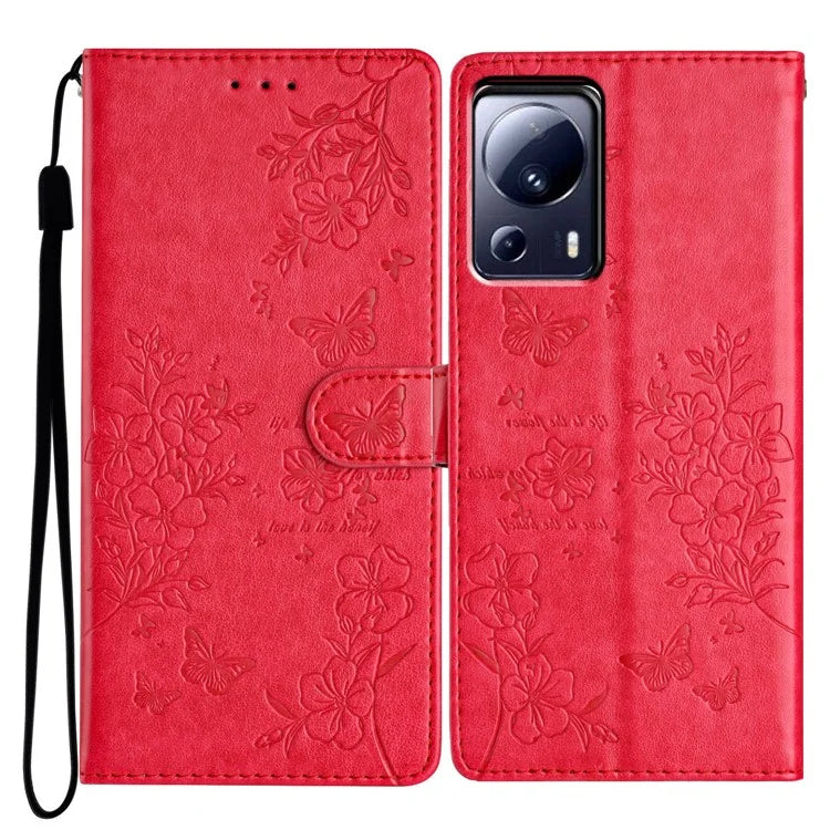 For Xiaomi 13 Lite / Civi 2 5G Phone Case Butterfly Floral Imprint Leather Wallet Cover