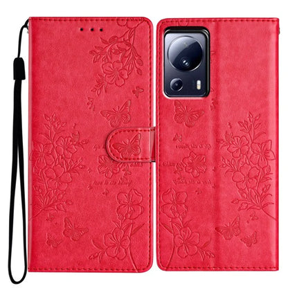 For Xiaomi 13 Lite / Civi 2 5G Phone Case Butterfly Floral Imprint Leather Wallet Cover