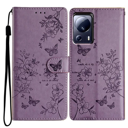 For Xiaomi 13 Lite / Civi 2 5G Phone Case Butterfly Floral Imprint Leather Wallet Cover