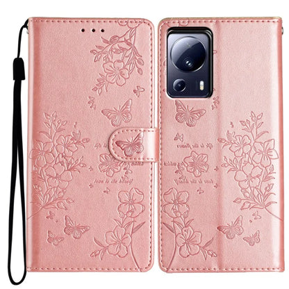 For Xiaomi 13 Lite / Civi 2 5G Phone Case Butterfly Floral Imprint Leather Wallet Cover