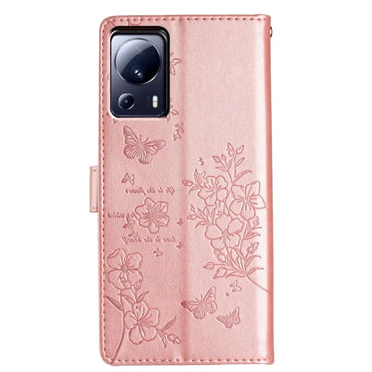 For Xiaomi 13 Lite / Civi 2 5G Phone Case Butterfly Floral Imprint Leather Wallet Cover
