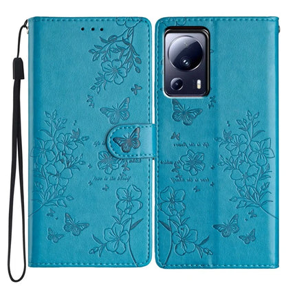 For Xiaomi 13 Lite / Civi 2 5G Phone Case Butterfly Floral Imprint Leather Wallet Cover