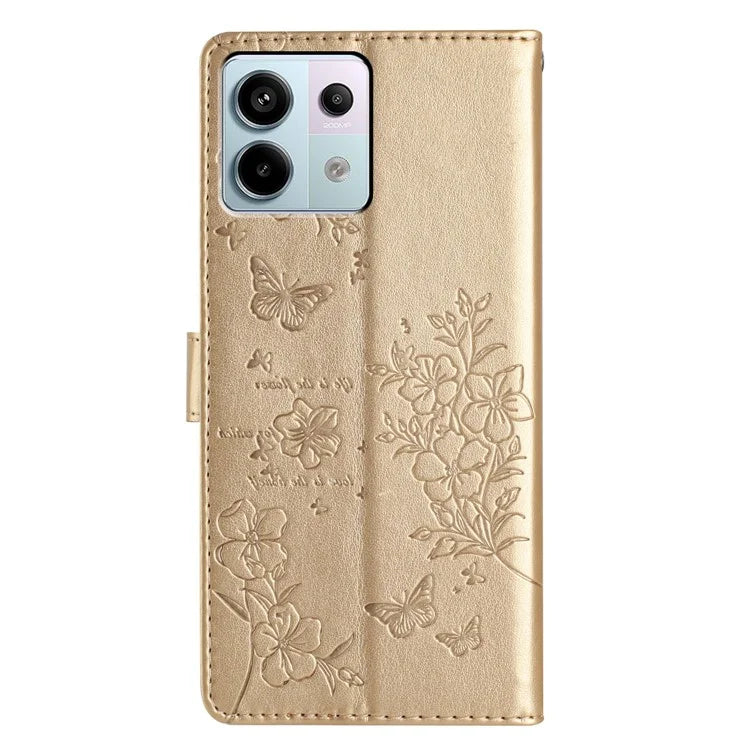 For Xiaomi Redmi Note 13 Pro 5G / Poco X6 5G Case Butterfly Floral Imprint Leather Wallet Phone Cover