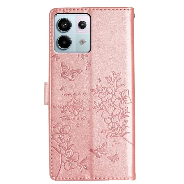 For Xiaomi Redmi Note 13 Pro 5G / Poco X6 5G Case Butterfly Floral Imprint Leather Wallet Phone Cover