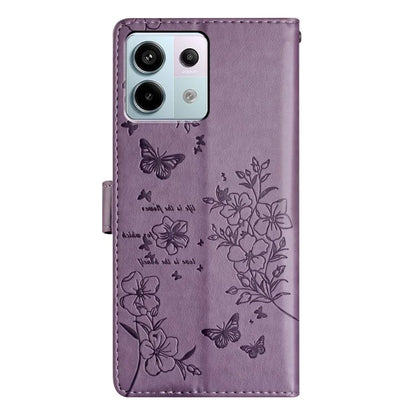 For Xiaomi Redmi Note 13 Pro 5G / Poco X6 5G Case Butterfly Floral Imprint Leather Wallet Phone Cover