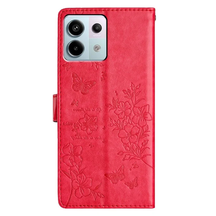 For Xiaomi Redmi Note 13 Pro 4G / Poco M6 Pro 4G Case Butterfly Floral Imprint Leather Wallet Phone Cover