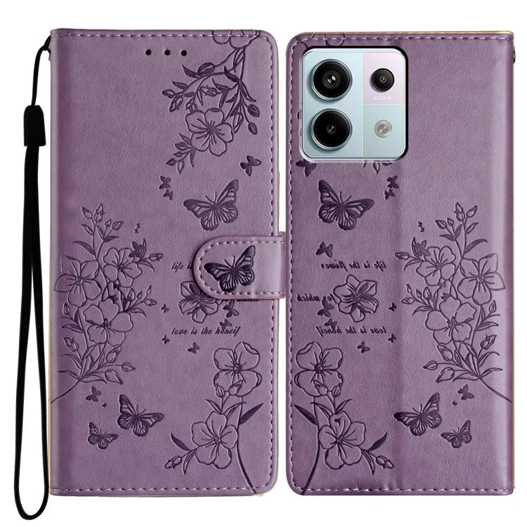 For Xiaomi Redmi Note 13 Pro 4G / Poco M6 Pro 4G Case Butterfly Floral Imprint Leather Wallet Phone Cover
