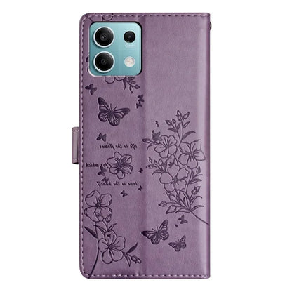 For Xiaomi Redmi Note 13 5G Wallet Case Butterfly Floral Imprint Leather Phone Shell