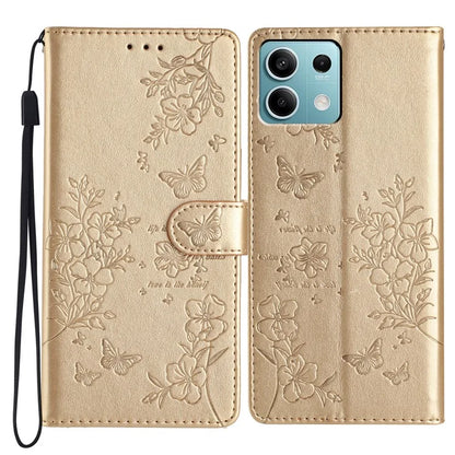 For Xiaomi Redmi Note 13 5G Wallet Case Butterfly Floral Imprint Leather Phone Shell