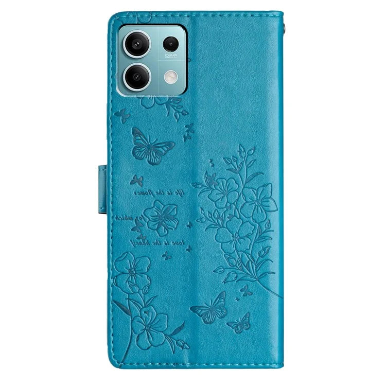 For Xiaomi Redmi Note 13 5G Wallet Case Butterfly Floral Imprint Leather Phone Shell