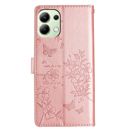 For Xiaomi Redmi Note 13 4G Leather Case Butterfly Floral Imprint Wallet Phone Shell