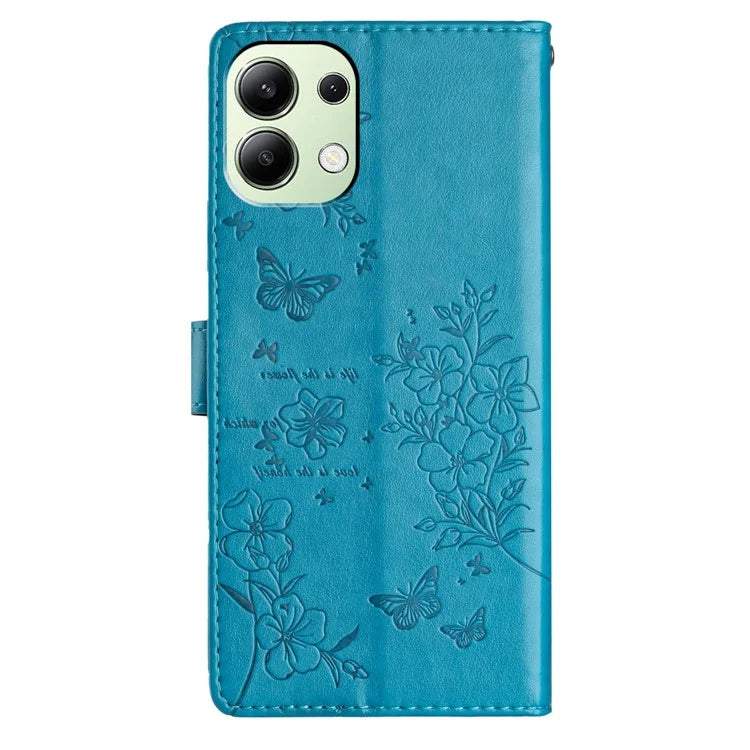 For Xiaomi Redmi Note 13 4G Leather Case Butterfly Floral Imprint Wallet Phone Shell