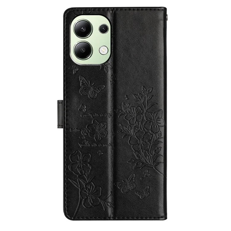 For Xiaomi Redmi Note 13 4G Leather Case Butterfly Floral Imprint Wallet Phone Shell