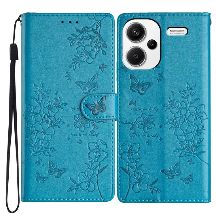 For Xiaomi Redmi Note 13 Pro+ 5G Phone Case Butterfly Floral Imprint Leather Wallet Cover
