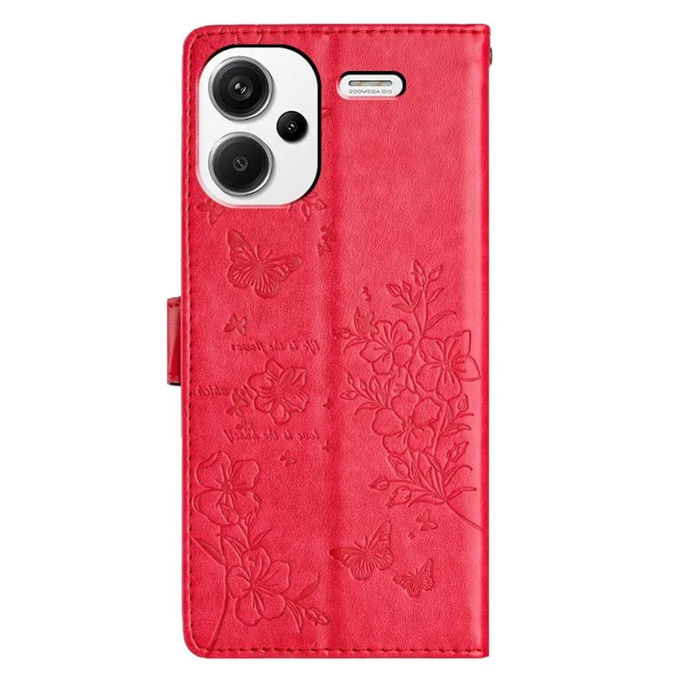 For Xiaomi Redmi Note 13 Pro+ 5G Phone Case Butterfly Floral Imprint Leather Wallet Cover