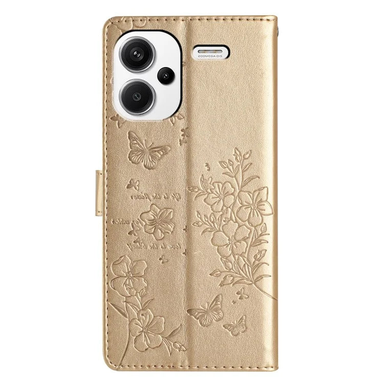 For Xiaomi Redmi Note 13 Pro+ 5G Phone Case Butterfly Floral Imprint Leather Wallet Cover