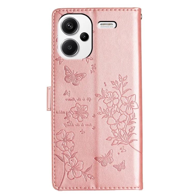 For Xiaomi Redmi Note 13 Pro+ 5G Phone Case Butterfly Floral Imprint Leather Wallet Cover
