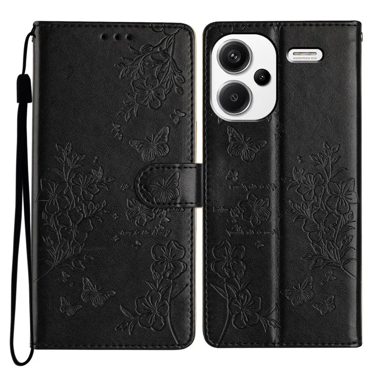 For Xiaomi Redmi Note 13 Pro+ 5G Phone Case Butterfly Floral Imprint Leather Wallet Cover