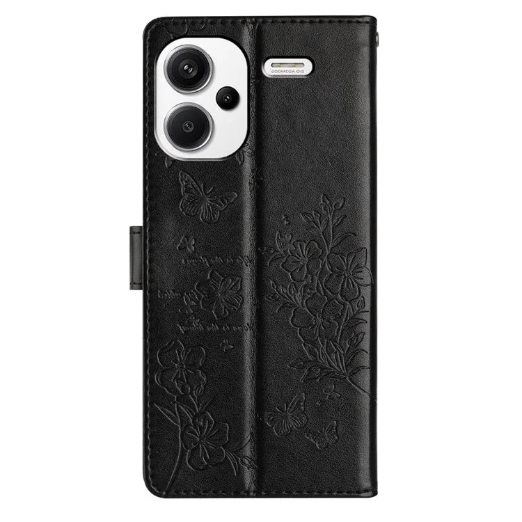 For Xiaomi Redmi Note 13 Pro+ 5G Phone Case Butterfly Floral Imprint Leather Wallet Cover