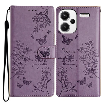 For Xiaomi Redmi Note 13 Pro+ 5G Phone Case Butterfly Floral Imprint Leather Wallet Cover