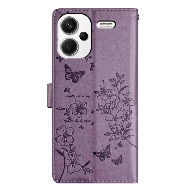 For Xiaomi Redmi Note 13 Pro+ 5G Phone Case Butterfly Floral Imprint Leather Wallet Cover