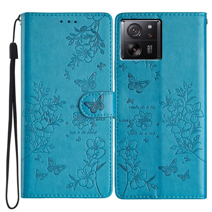 For Xiaomi 13T / 13T Pro / Redmi K60 Ultra Stand Case Butterfly Floral Imprint Leather Phone Cover