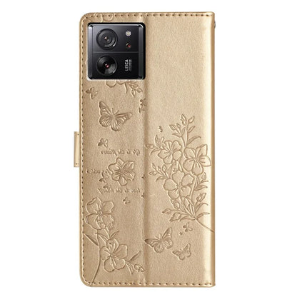 For Xiaomi 13T / 13T Pro / Redmi K60 Ultra Stand Case Butterfly Floral Imprint Leather Phone Cover