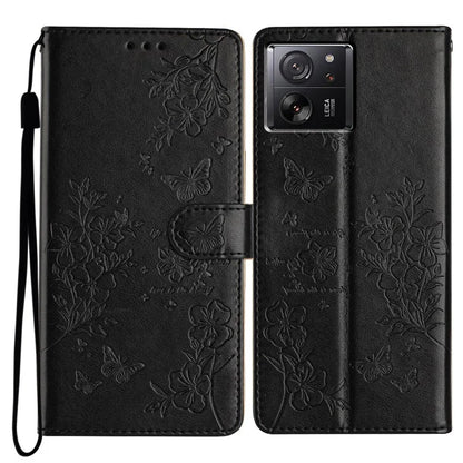 For Xiaomi 13T / 13T Pro / Redmi K60 Ultra Stand Case Butterfly Floral Imprint Leather Phone Cover