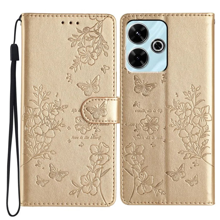 For Xiaomi Redmi 13 5G / 13 4G Phone Case Butterfly Floral Imprint Leather Wallet Cover