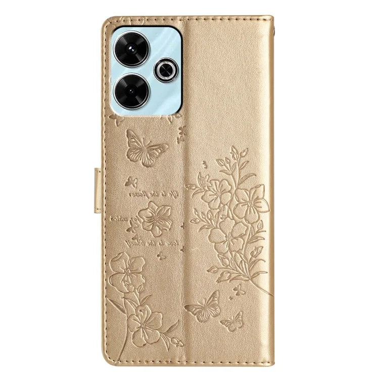 For Xiaomi Redmi 13 5G / 13 4G Phone Case Butterfly Floral Imprint Leather Wallet Cover