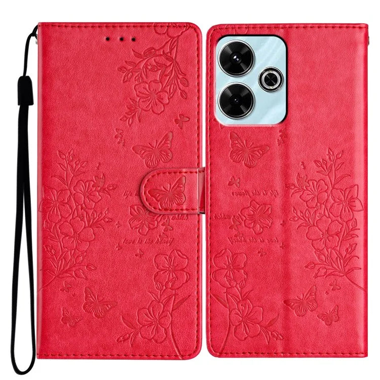 For Xiaomi Redmi 13 5G / 13 4G Phone Case Butterfly Floral Imprint Leather Wallet Cover